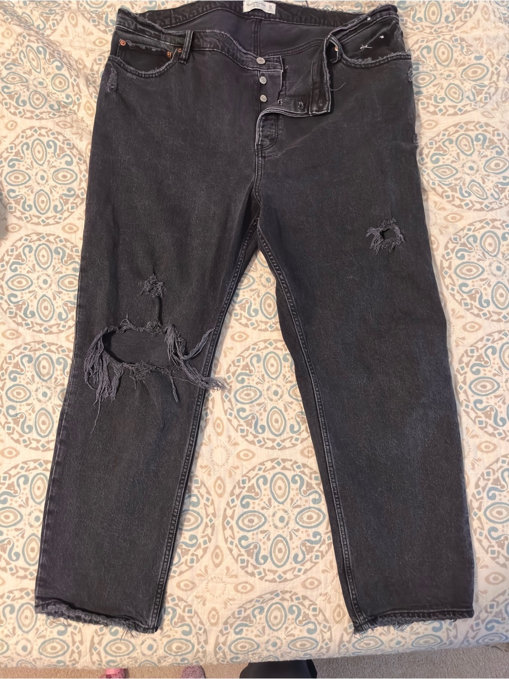 Abercrombie & Fitch Women's Black High Rise Dad Jeans 35/20R